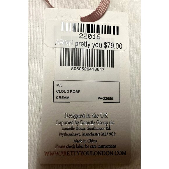 NWT WHITE LONG HOODED ROBE Sz M/L PRETTY ON YOU LONDON LUXERY POCKETS WOMENS - Picture 6 of 6
